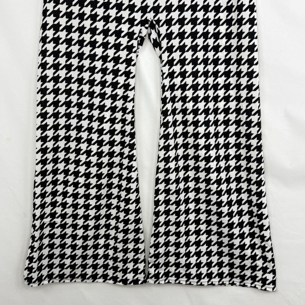 Chicme XL Houndstooth Flare Pants High Waist Stretch Black White Retro - Picture 9 of 16